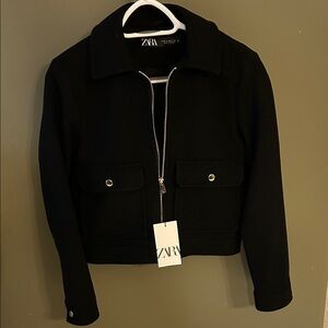 Zara Women's Black Bomber Jacket